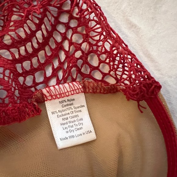 NWT For Love and Lemons Skivvies Bat Your Lashes Bra, Red, Size Small - Picture 11 of 11